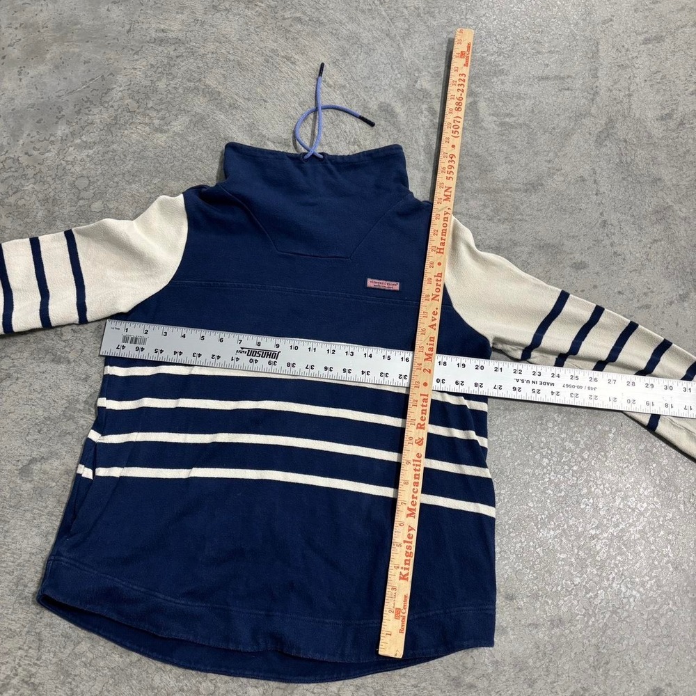 Vineyard Vines White & Navy Striped Mock Neck Pullover Women Size Small - Picture 6 of 6